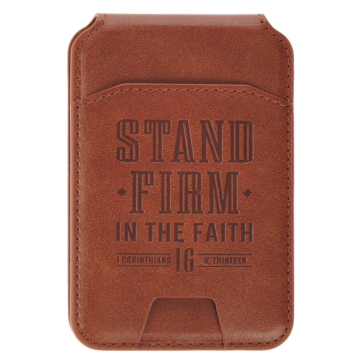 Phone Wallet Magnetic Brown Stand Firm 1 Cor. 16:13