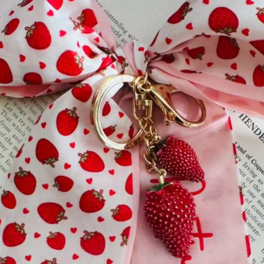 Spring Strawberry Bow Keychain & Bagcharm Set-W