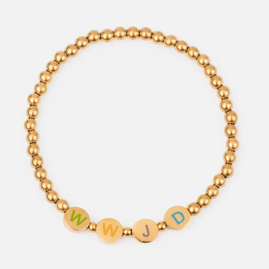 Gold WWJD Letter Bracelet- Small