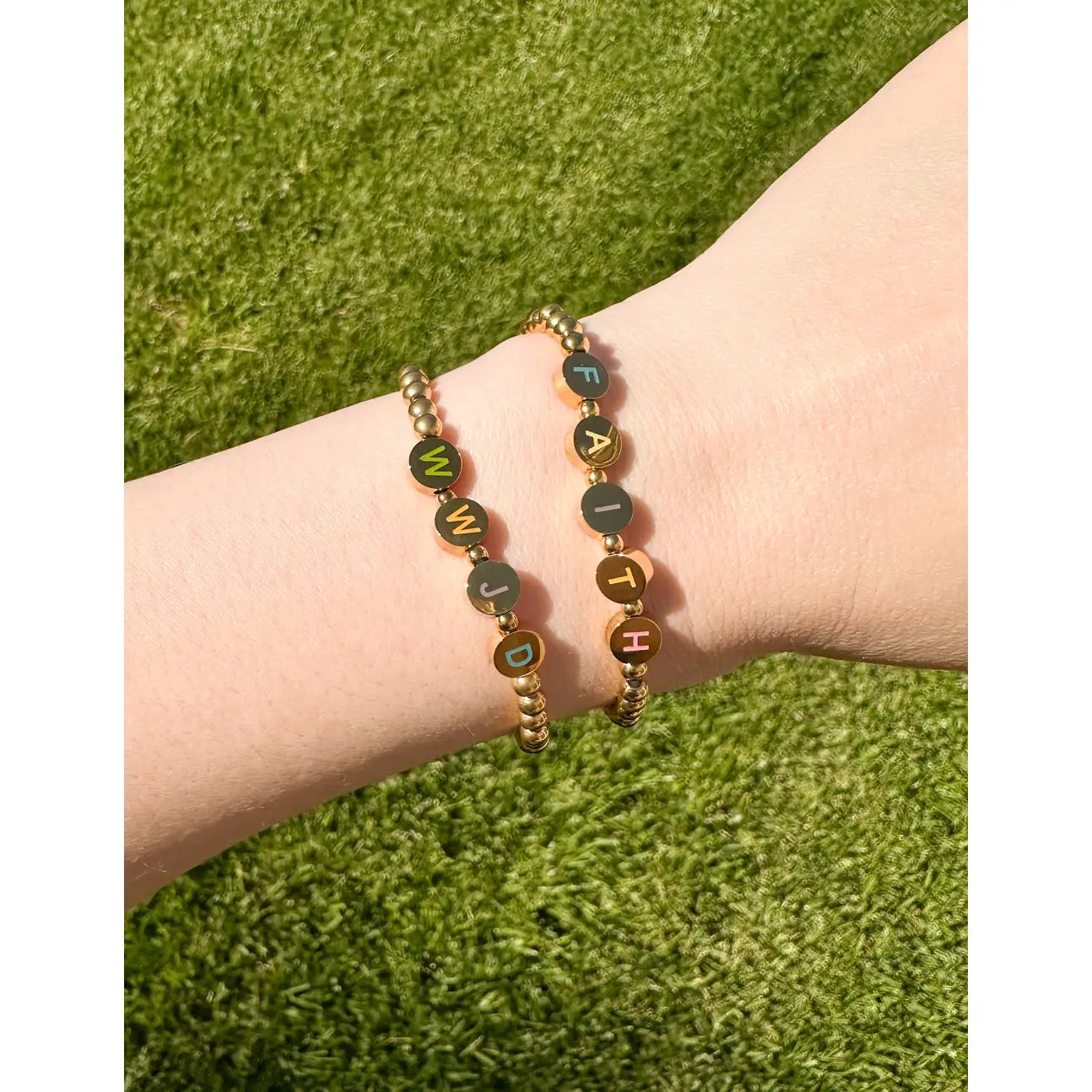 Gold WWJD Letter Bracelet- Small