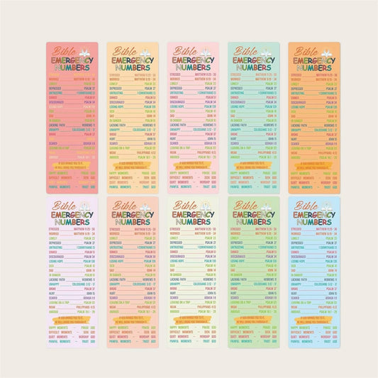 Bible emergency number theme bookmarks