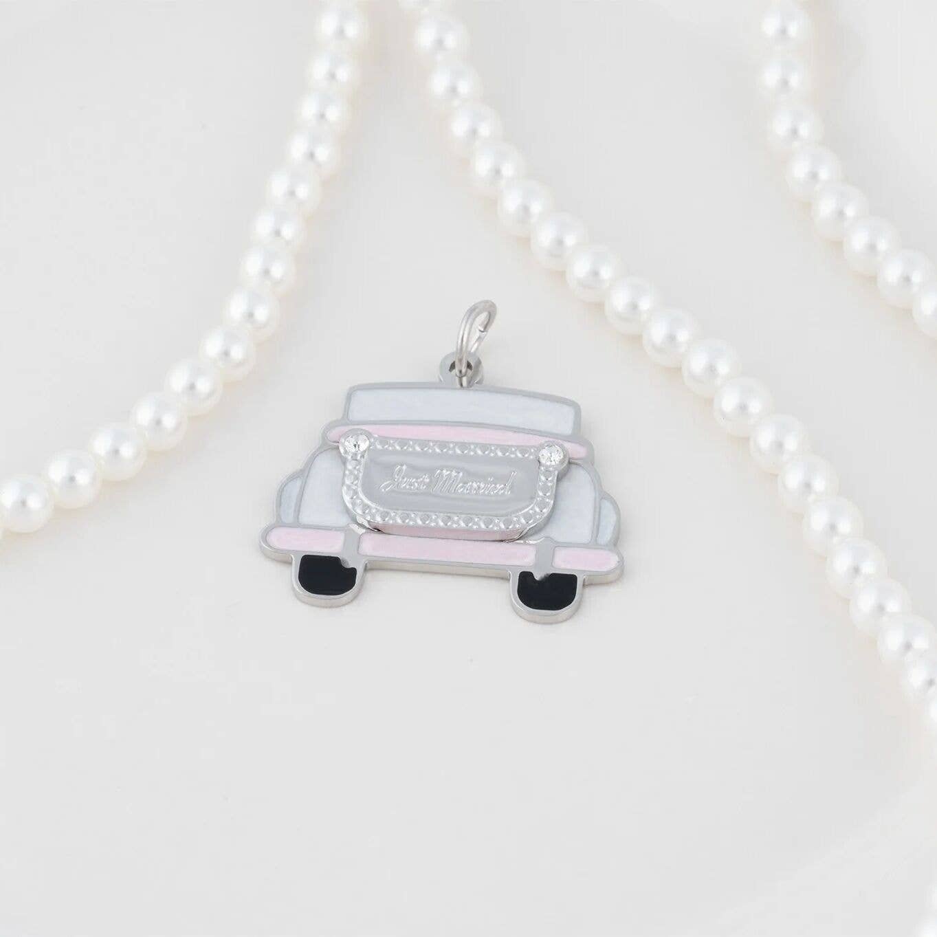 18K Gold PVD Stainless Steel Just Married Car Charm