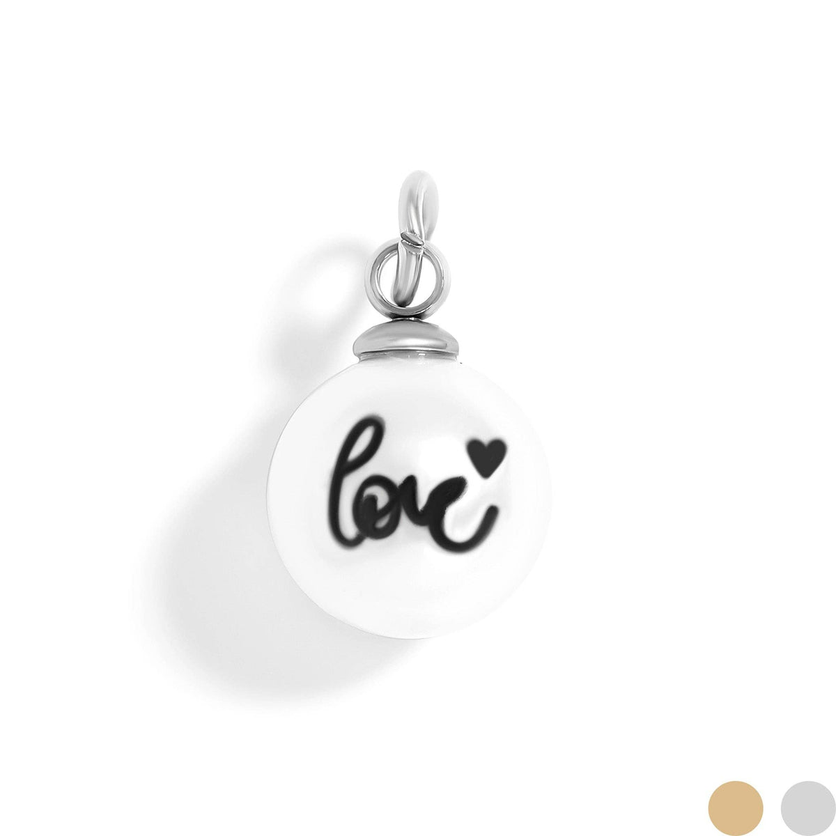 18K Gold PVD Stainless Steel 8mm Love Printed Pearl Charm