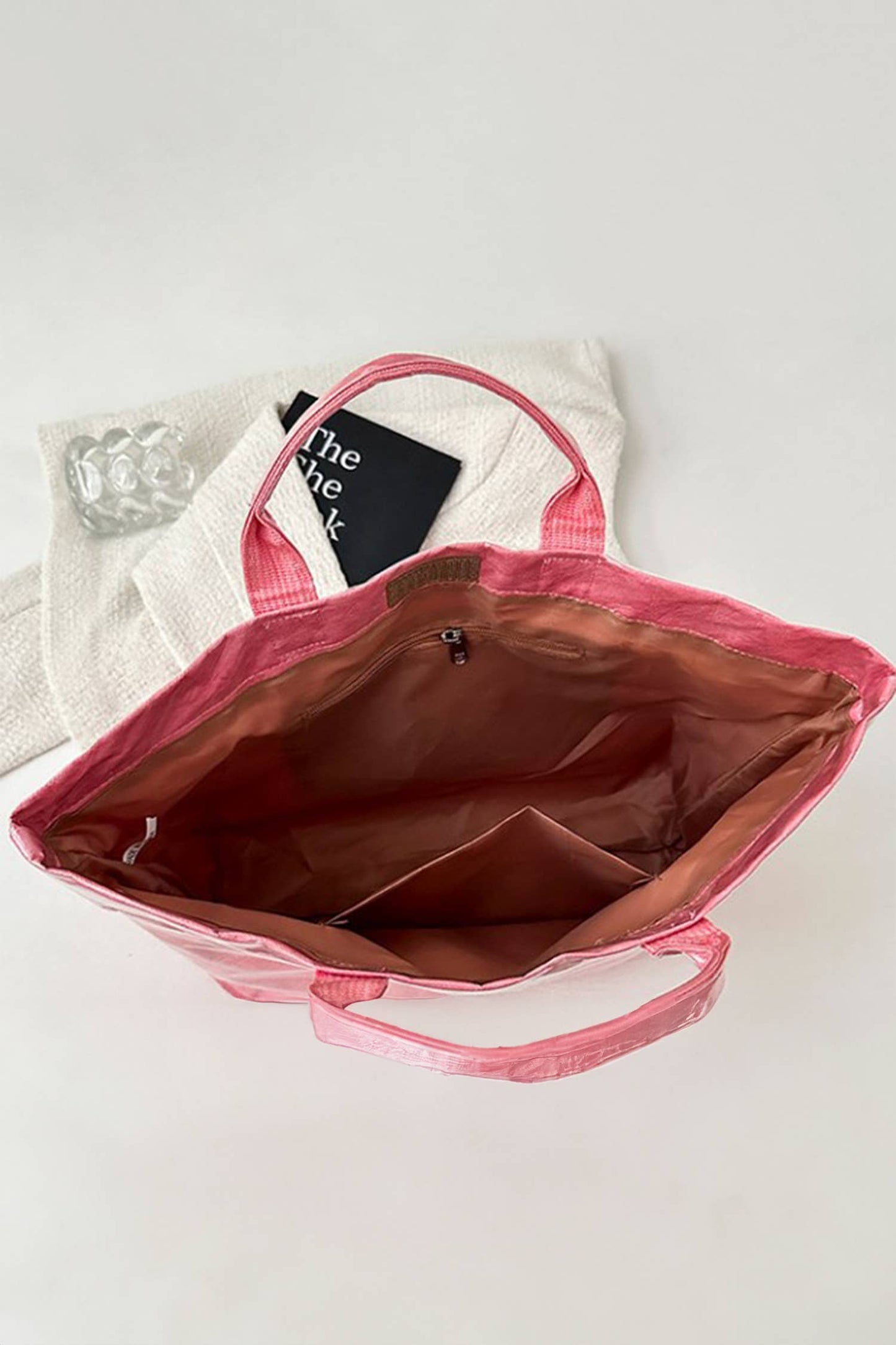 Magnolia Glossy Striped Large Tote Bag