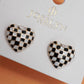 CHECKER HEART STUD EARRINGS | 80E61088