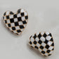 CHECKER HEART STUD EARRINGS | 80E61088
