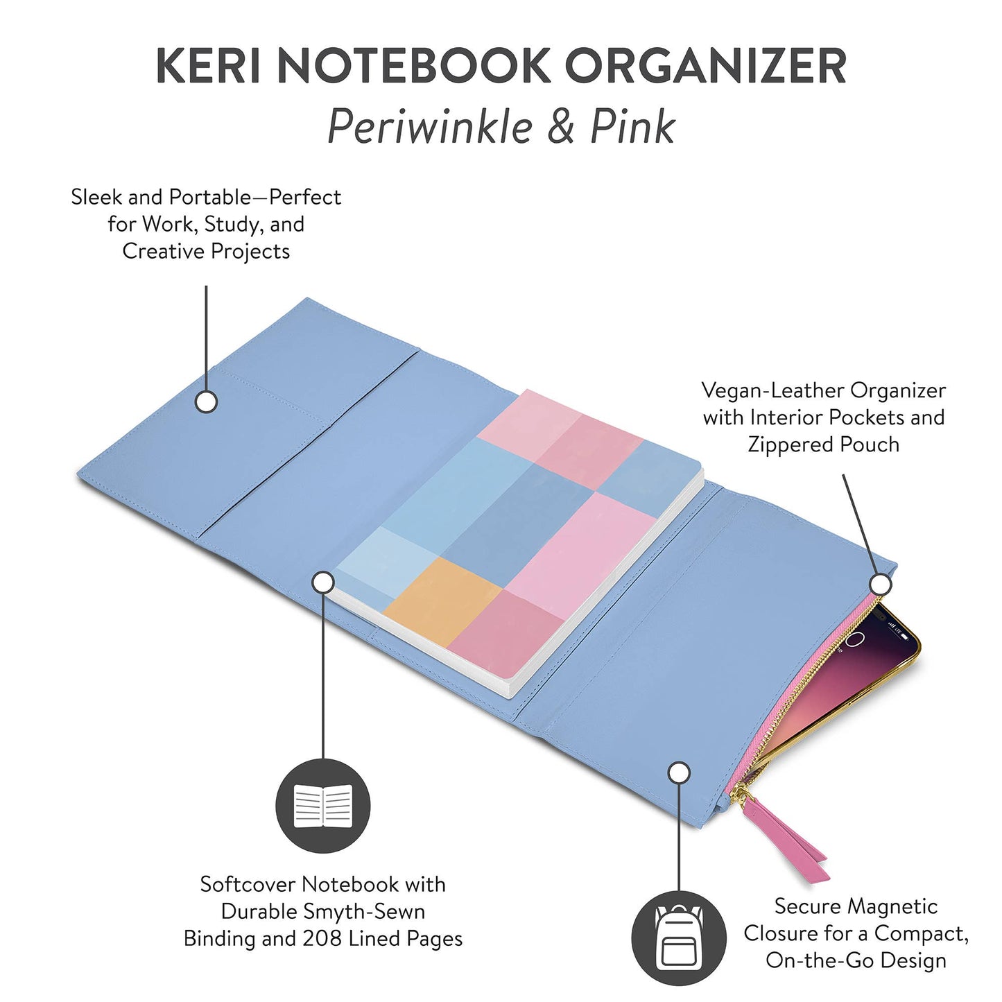 Periwinkle & Pink Keri Notebook Organizer