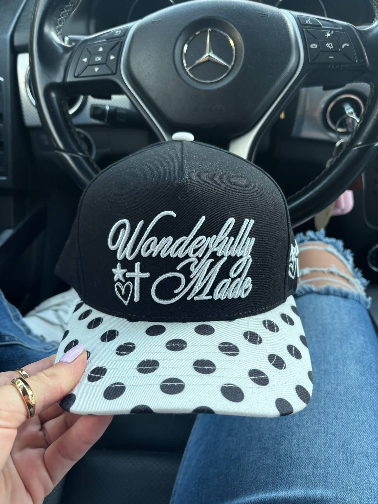 Black wonderfully made trucker hat