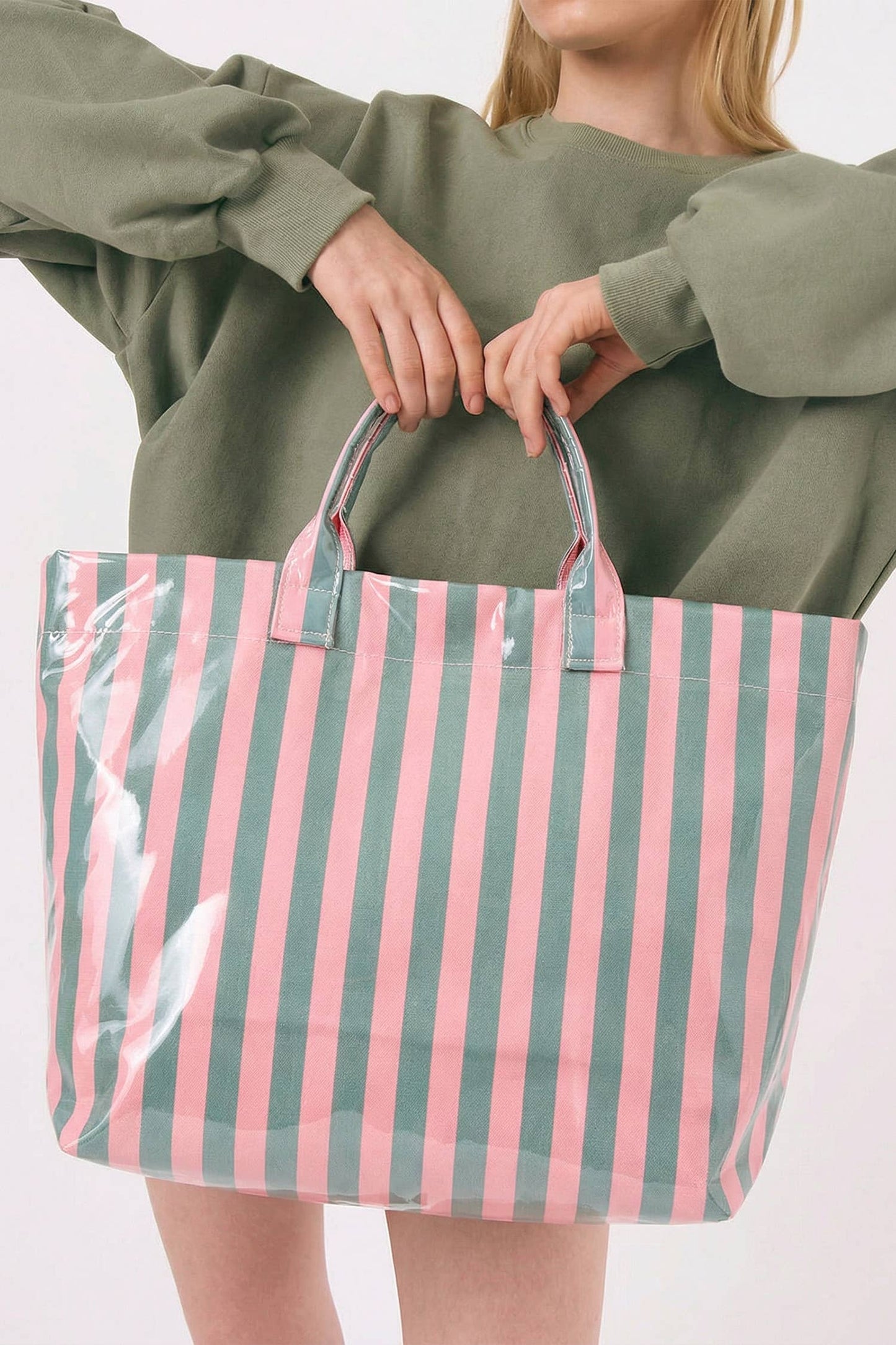 Magnolia Glossy Striped Large Tote Bag