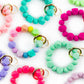 Beaded Wristlet Keychain Hexagon Silicone | Hot Pink