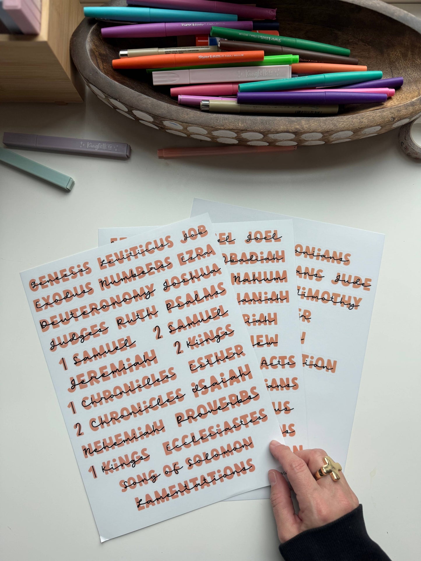Books of the Bible Header Sticker Labels - CORAL