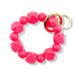 Beaded Wristlet Keychain Hexagon Silicone | Hot Pink