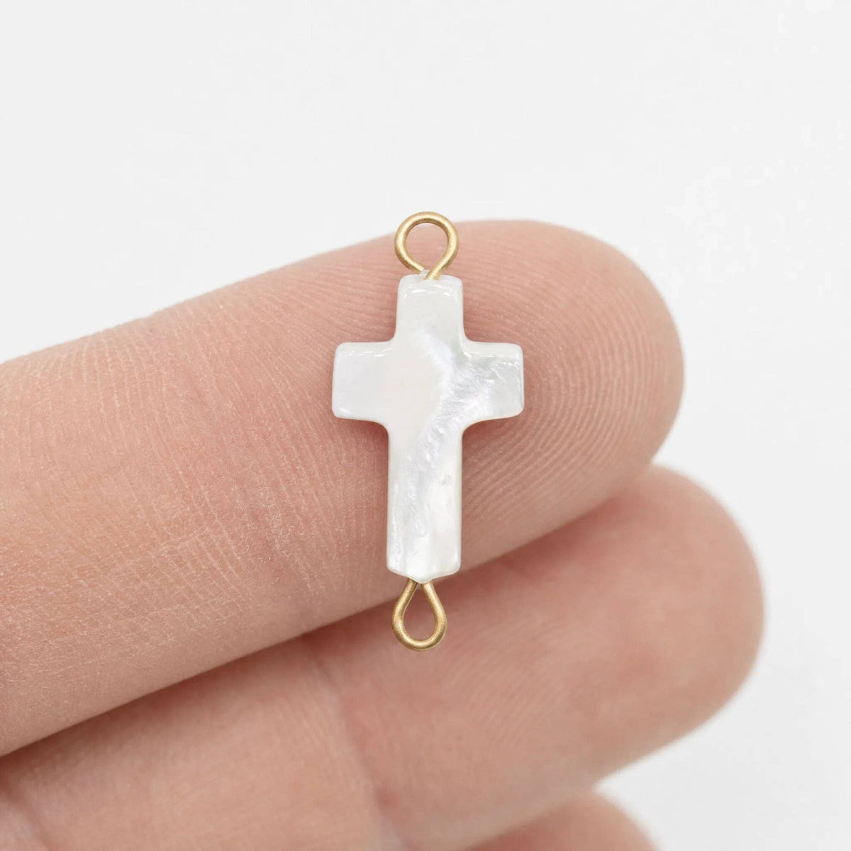 18K Gold PVD Stainless Steel Shell Cross Connector Charm
