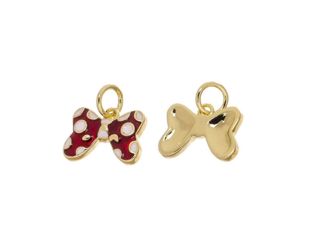 Hair Tie Charms: Enamel, Bow, Polka Dot, Gold CPG2452