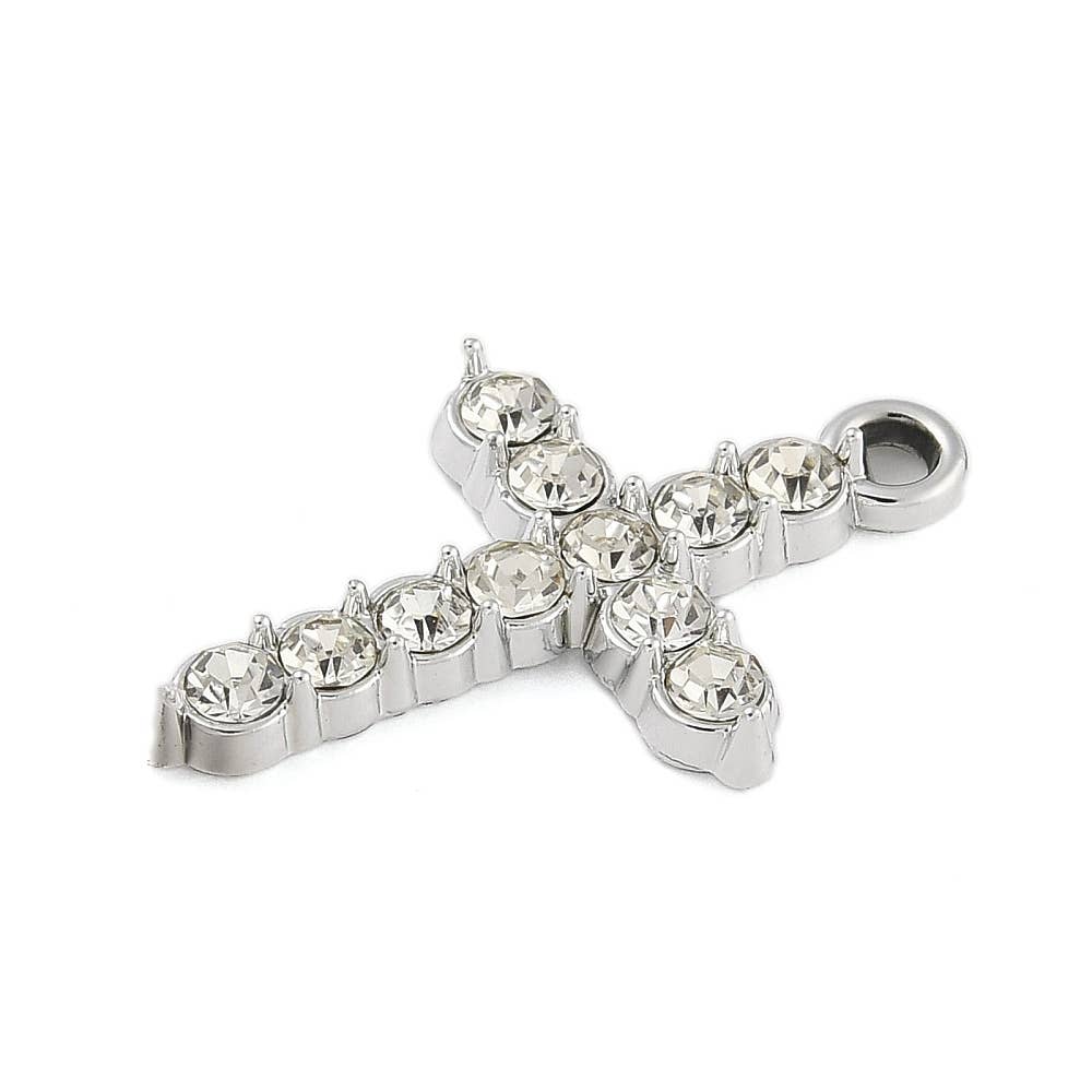 Alloy Rhinestone Cross Charm