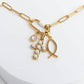18K Gold PVD Stainless Steel Pearl Cross Charm