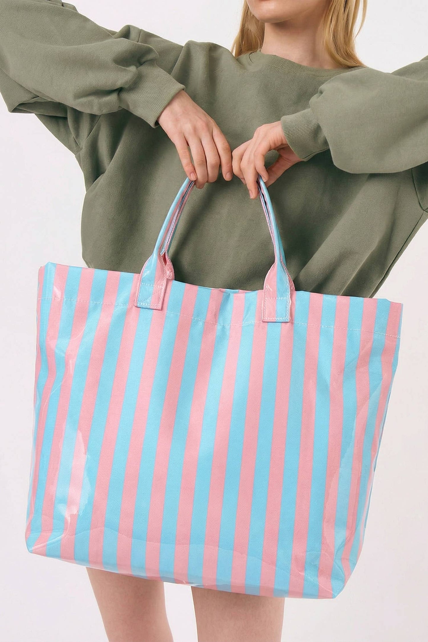 Magnolia Glossy Striped Large Tote Bag