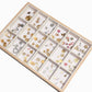 Natural Wood & Suede 24 Unit Jewelry Tray Display