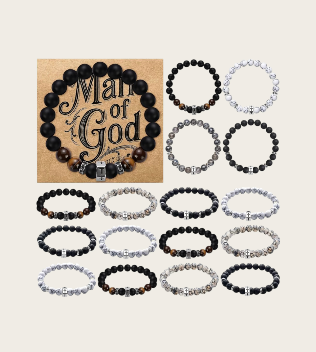 Christian theme men beaded bracelets