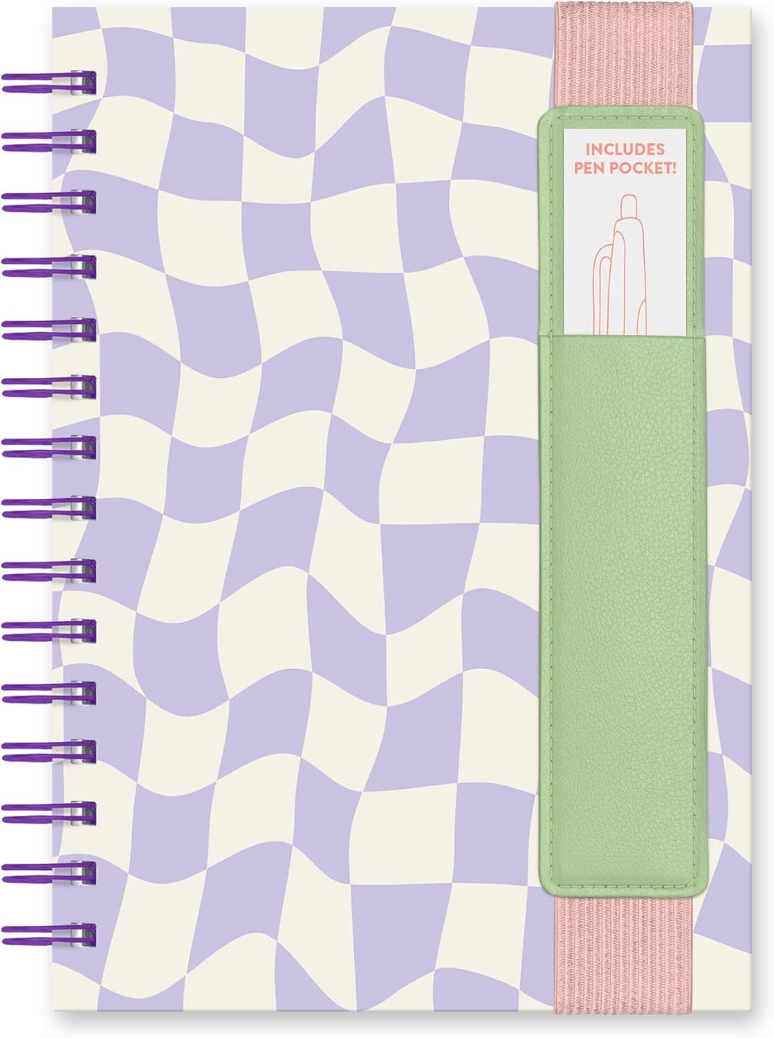 Purple Checker notebook and pen holder