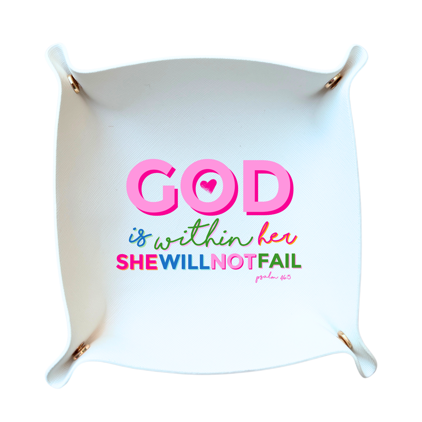 Christian gift tray God is within her trinket tray colorful