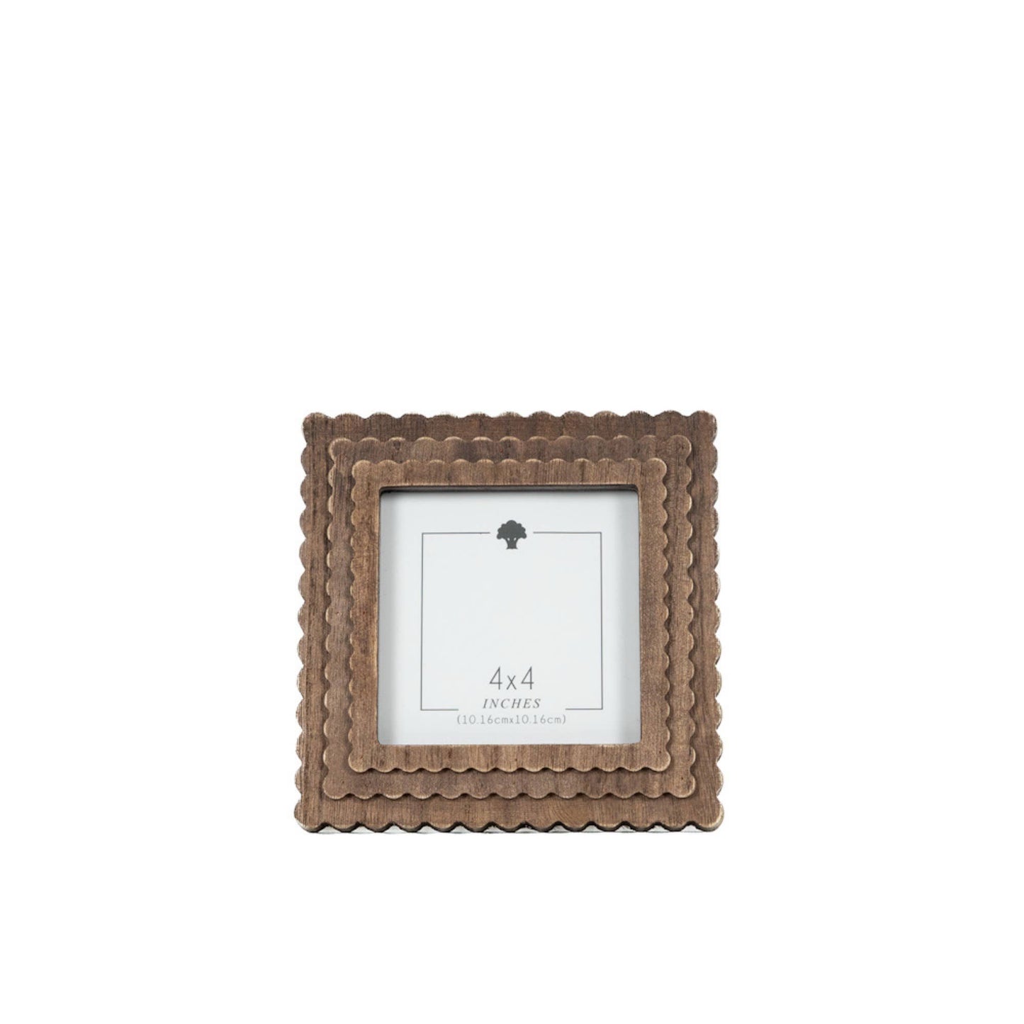 6x6 Wood scallop photo frame for 4x4 pic, espresso