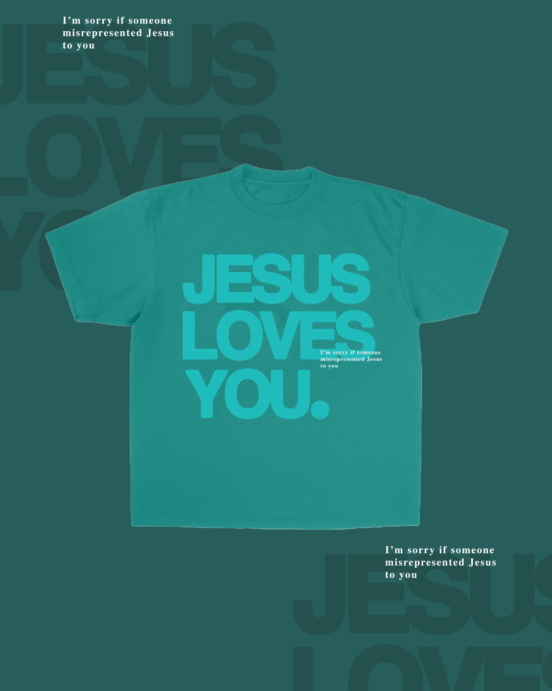Monochrome "I'm Sorry" Tee || Emerald