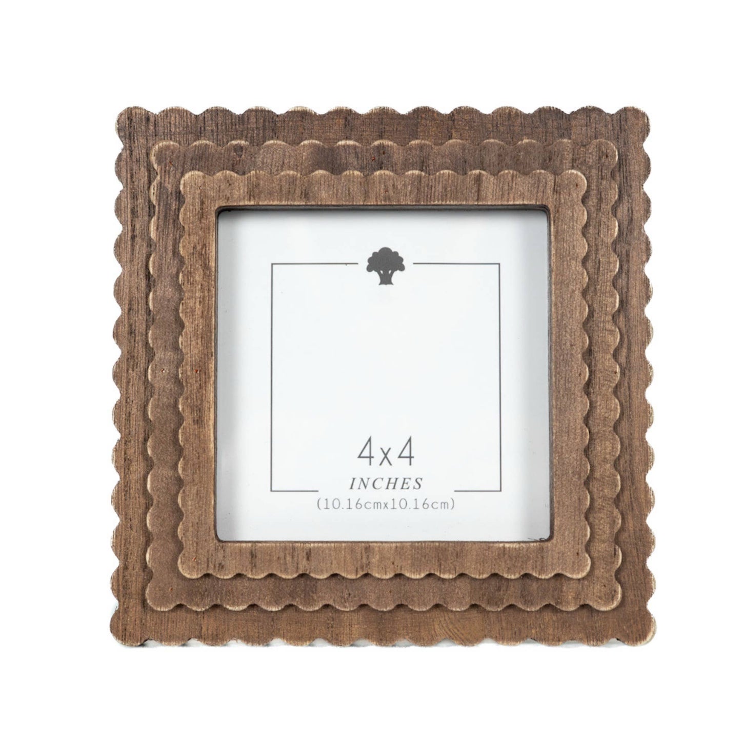 6x6 Wood scallop photo frame for 4x4 pic, espresso