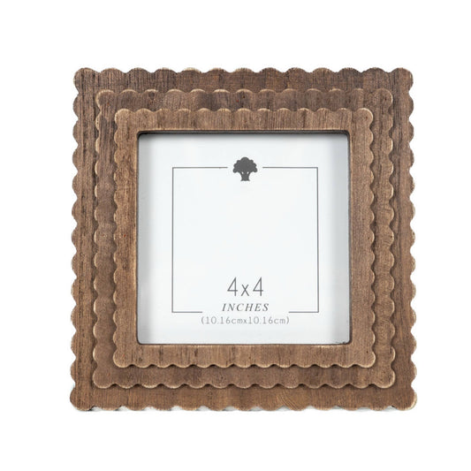 6x6 Wood scallop photo frame for 4x4 pic, espresso