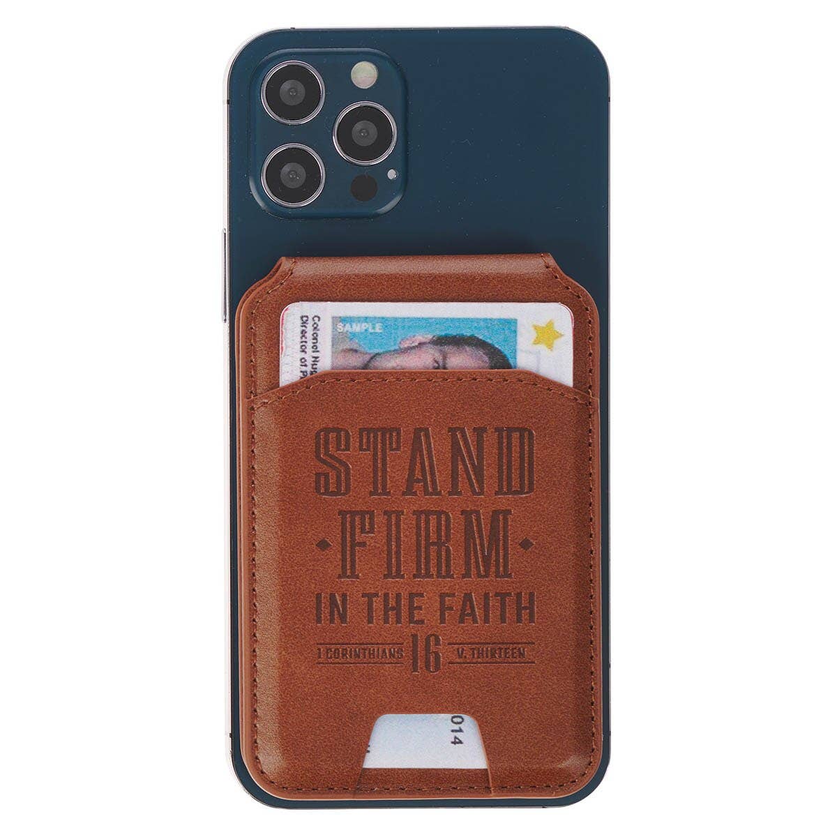 Phone Wallet Magnetic Brown Stand Firm 1 Cor. 16:13
