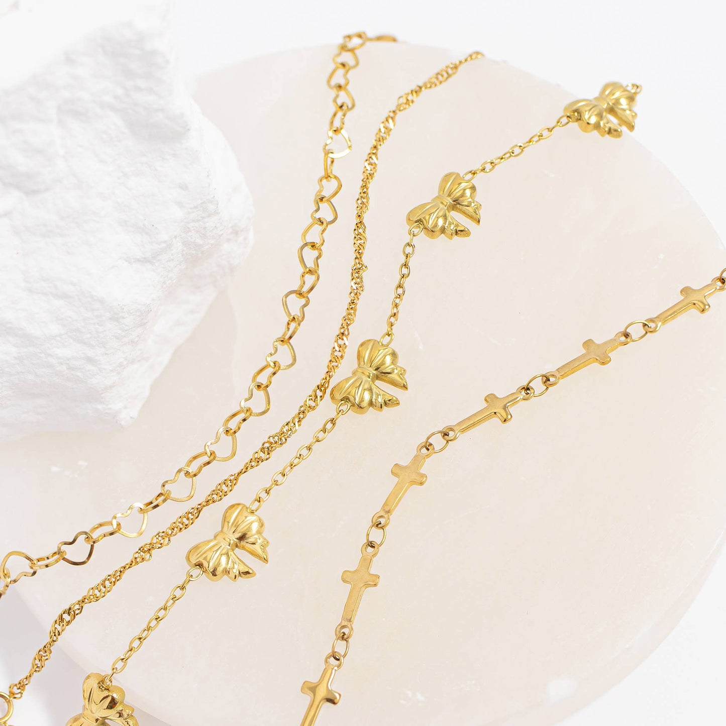 18K Gold PVD Stainless Steel Cross Chain - By The Foot