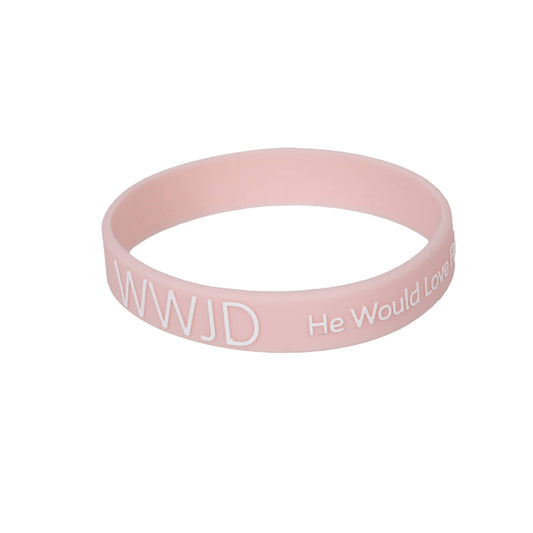 Silicone Bracelet - WWJD He Would Love First - Blush - Pk12