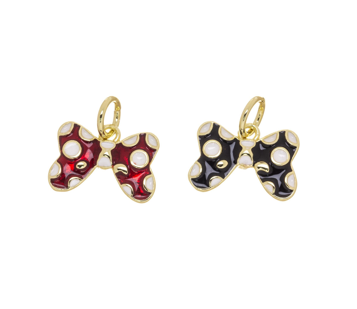 Hair Tie Charms: Enamel, Bow, Polka Dot, Gold CPG2452