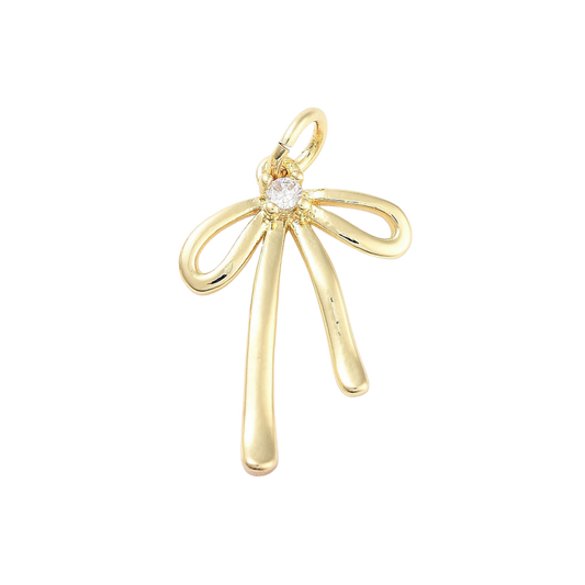 18k Gold Plated Brass Bow Charm