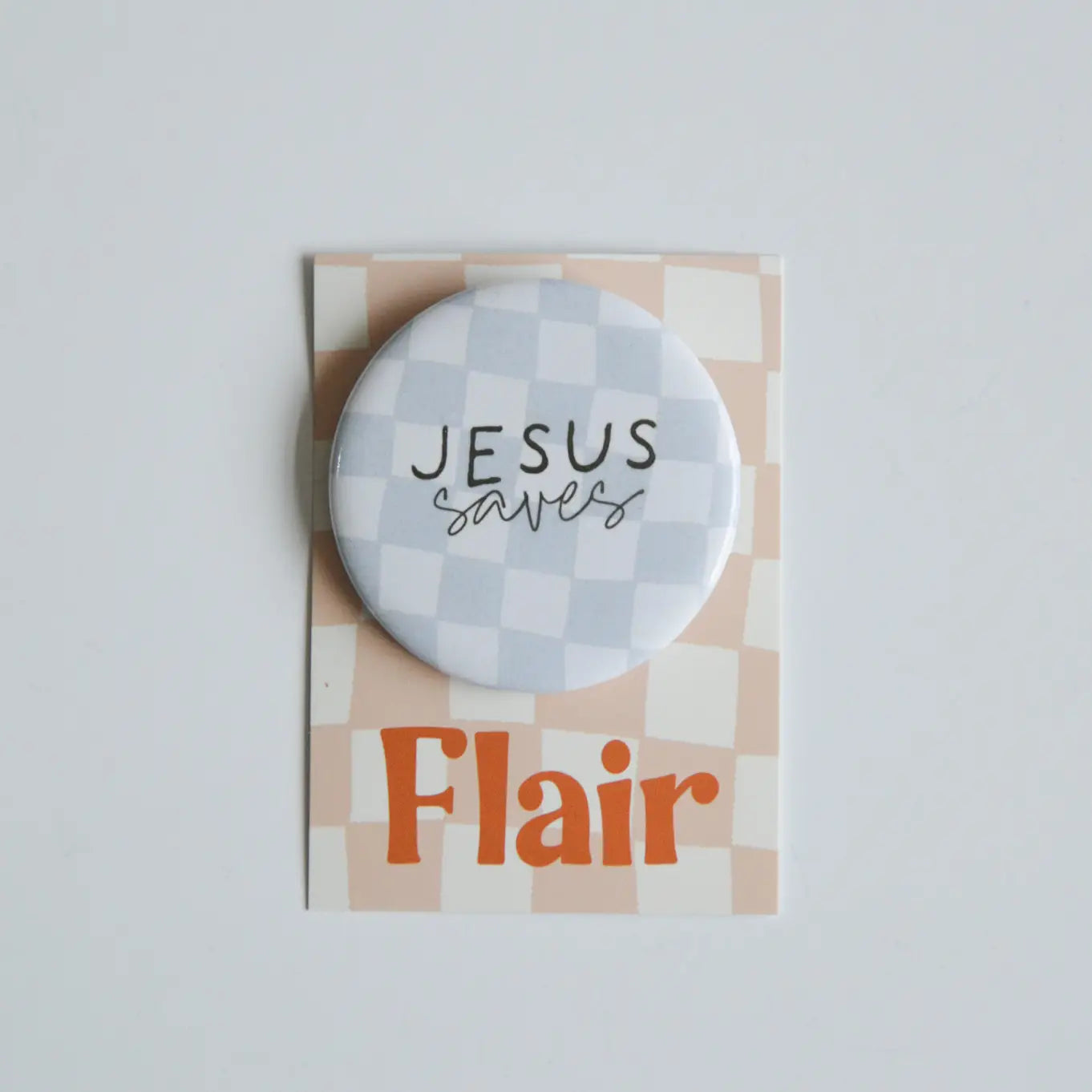Jesus Saves Checkered Button