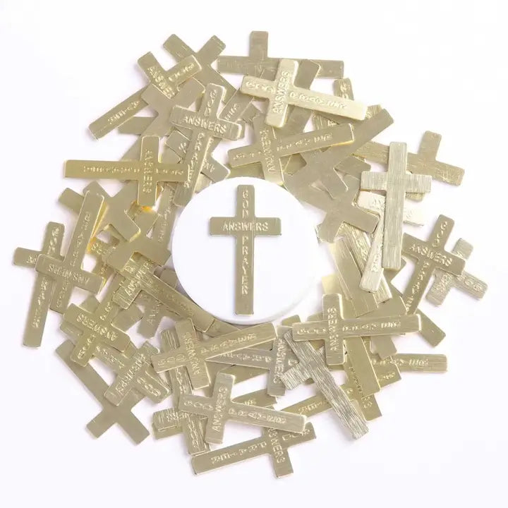 Pocket Cross God Answers Prayers Gold