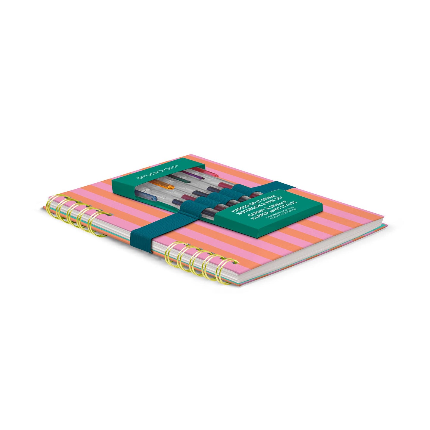 Cabana Stripes Harper Split-Spiral Notebook & Pen Set