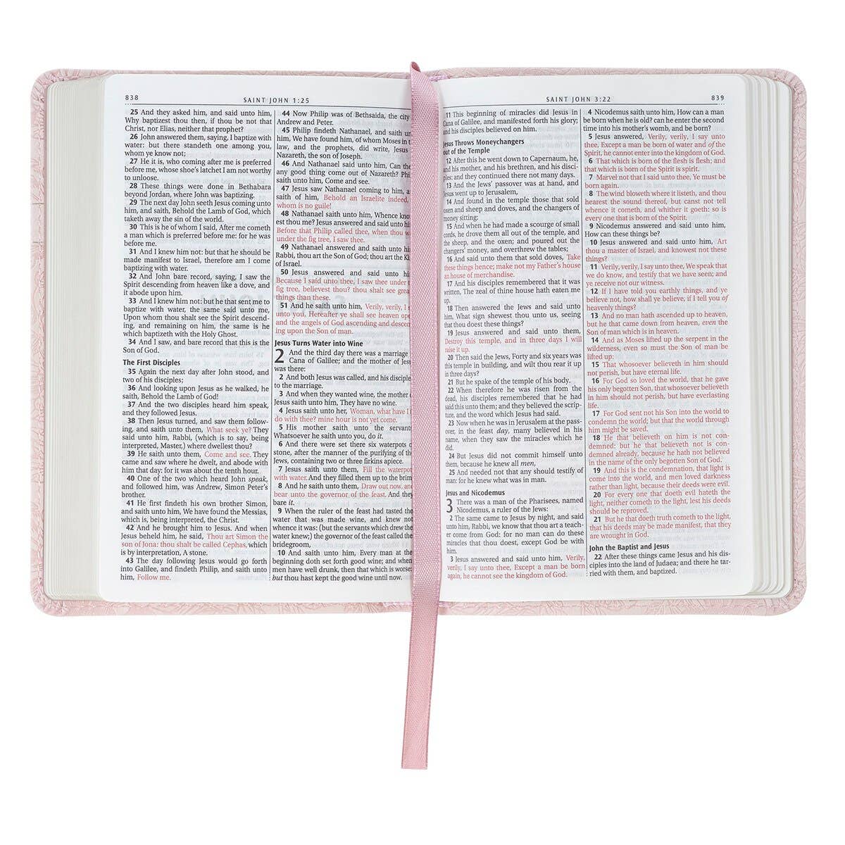 KJV Bible Mini Pocket Faux Leather, Pink