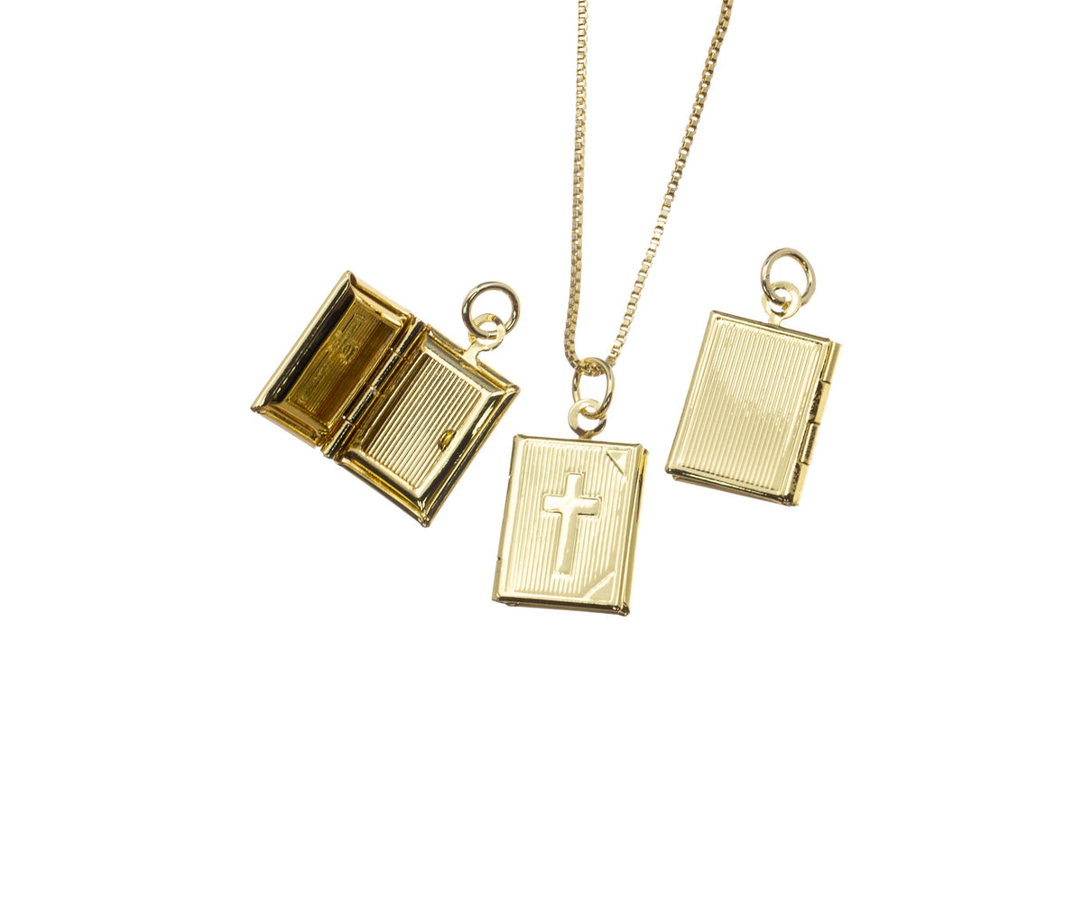 Gold Cross Locket Charm, photo locket for Necklace CPG2948