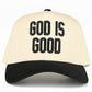 C.C GOD IS GOOD Embroidered Letter Two Tone Trucker Hat