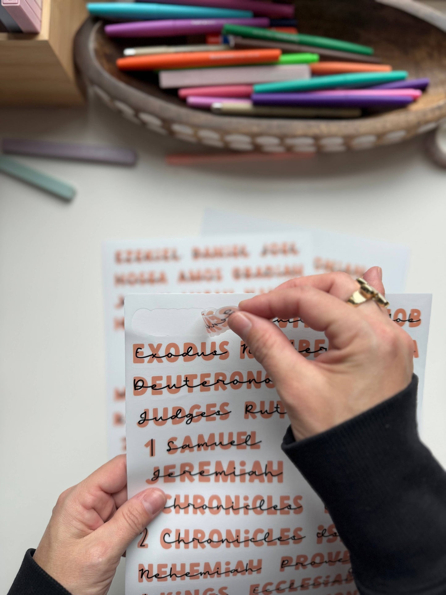 Books of the Bible Header Sticker Labels - CORAL