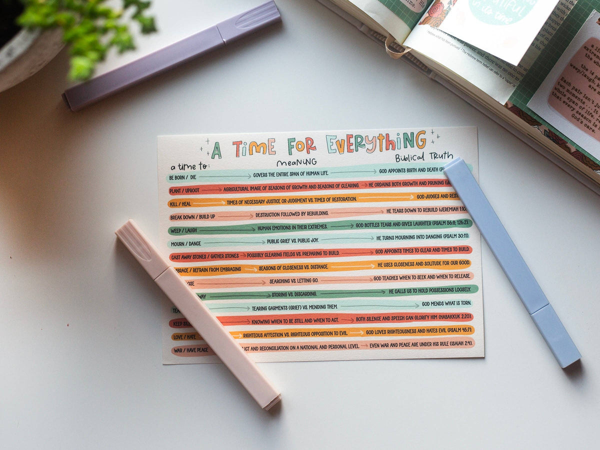 Bible Journaling Tip-in Sheet: A Time for Everything Chart