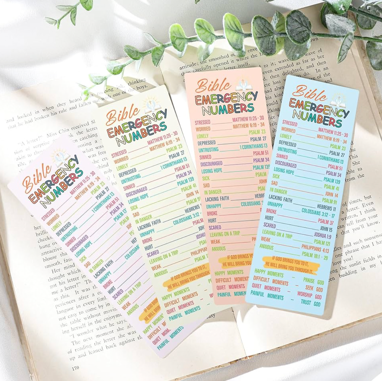 Bible emergency number theme bookmarks