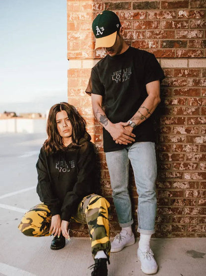 3-D Puff Print Black on Black Logo Tee