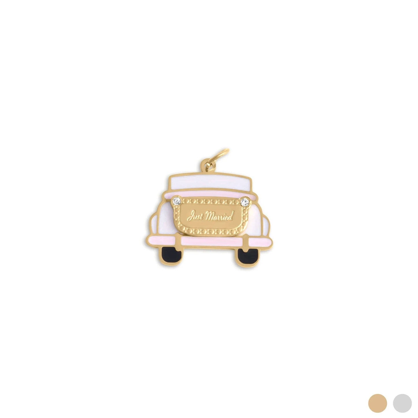 18K Gold PVD Stainless Steel Just Married Car Charm