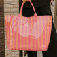 Magnolia Glossy Striped Large Tote Bag