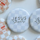 Jesus Saves Checkered Button