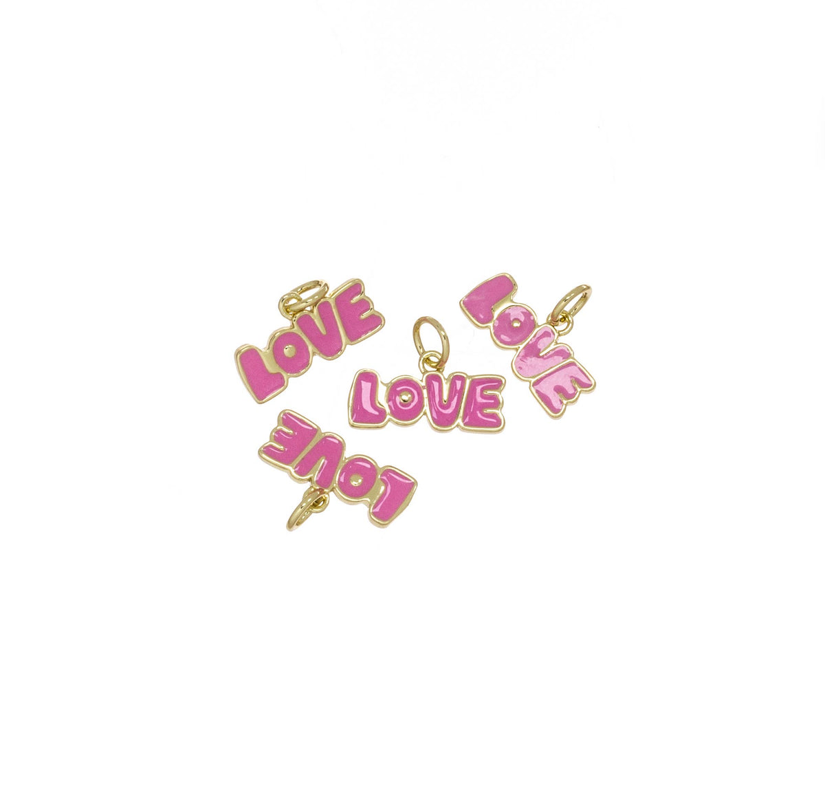 Gold LOVE Monogram Charm, Pink Love Charm CPG3092