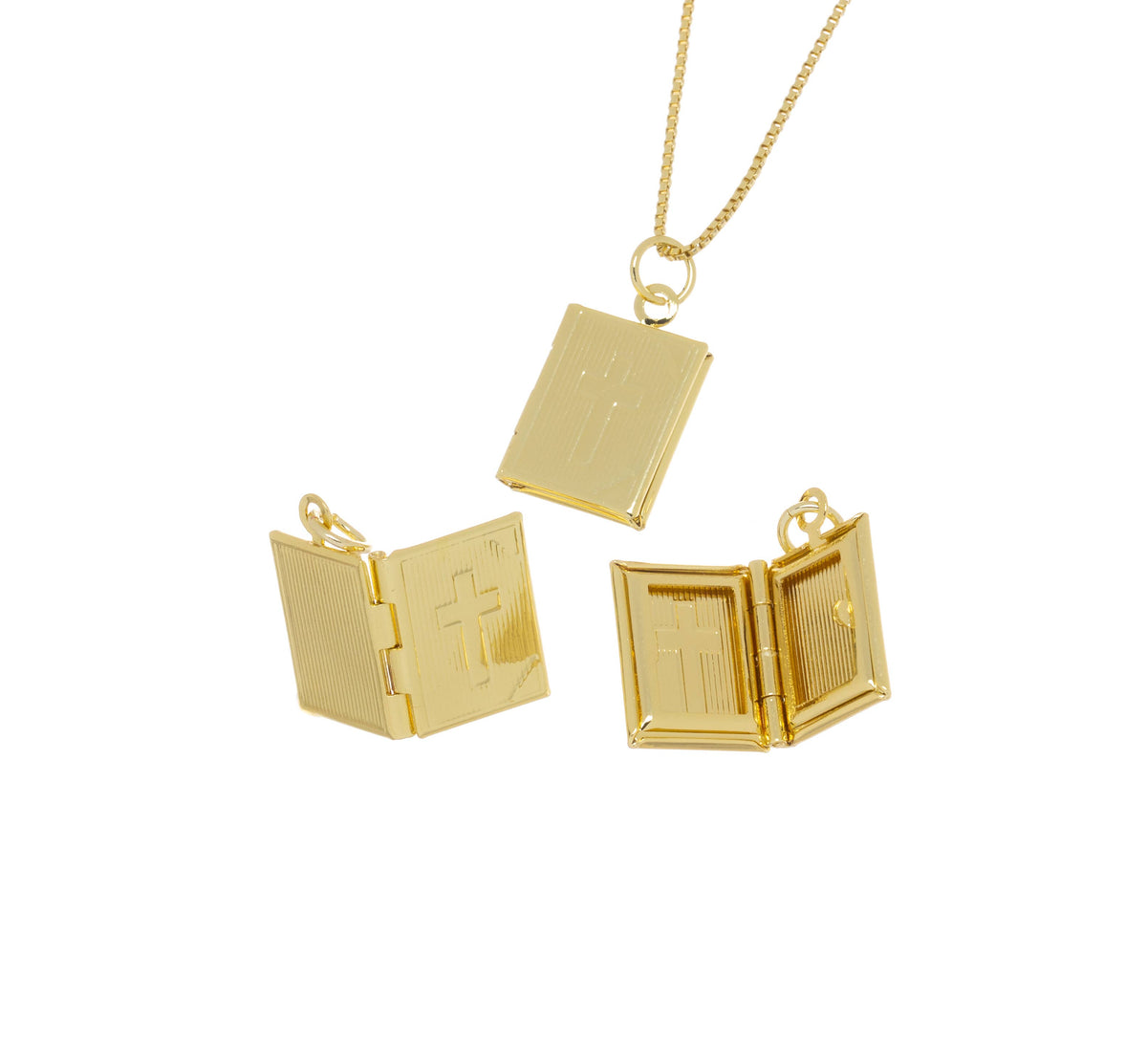 Gold Cross Locket Charm, photo locket for Necklace CPG2948
