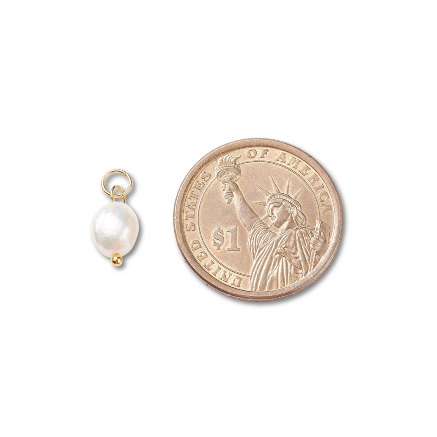 Gold Brass Freshwater Pearl Charm